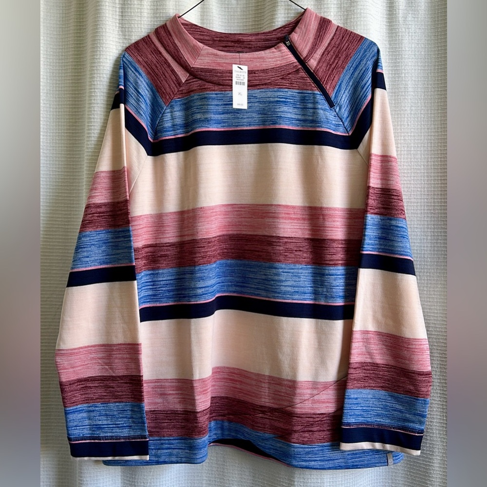 T by Talbots Mock Neck Zip Collar Comfort Leisure Top - Long Sleeve Size XL